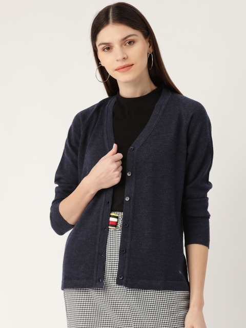 

Monte Carlo Women Navy Blue Woollen Solid Cardigan