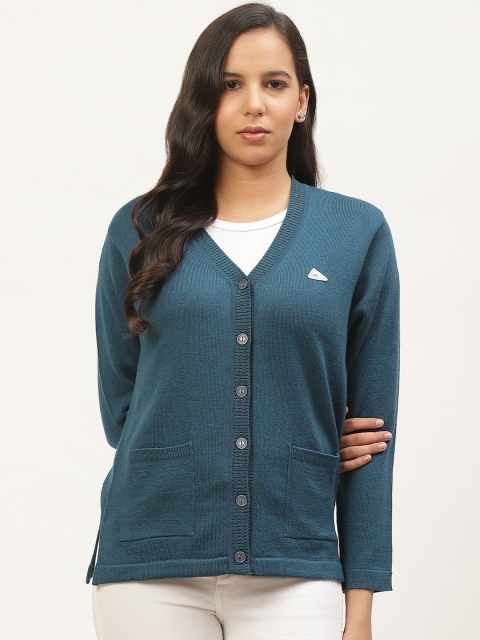 

Monte Carlo Women Teal Blue Solid Cardigan
