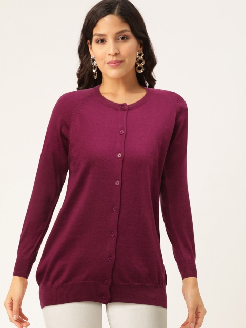 

Monte Carlo Women Purple Solid Cardigan Sweater