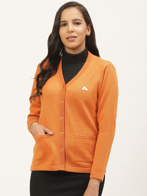 

Monte Carlo Women Orange Solid Cardigan