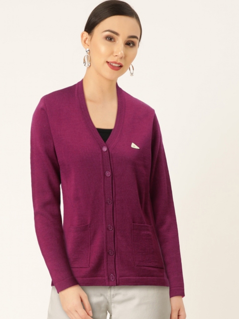 

Monte Carlo Women Purple Woollen Solid Cardigan