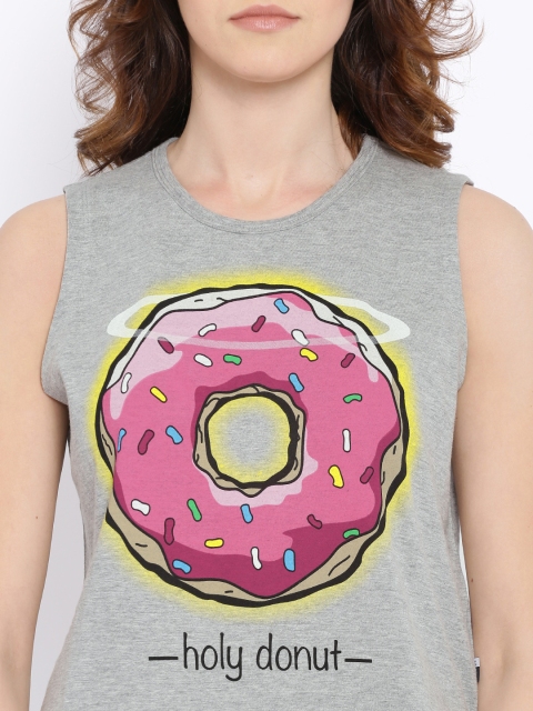 Kook N Keech Grey Melange Printed Sleeveless T-shirt available at myntra for Rs.179