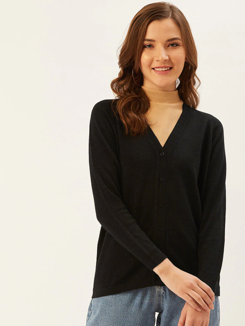 

Monte Carlo Women Black Solid Cardigan