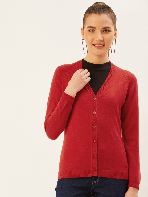 

Monte Carlo Women Red Solid Cardigan
