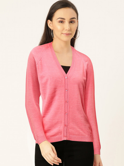 

Monte Carlo Women Pink Solid Cardigan Sweater