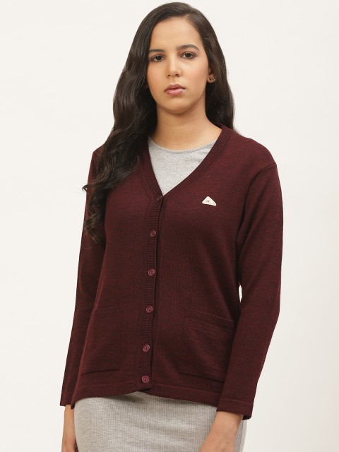 

Monte Carlo Women Burgundy Solid Cardigan