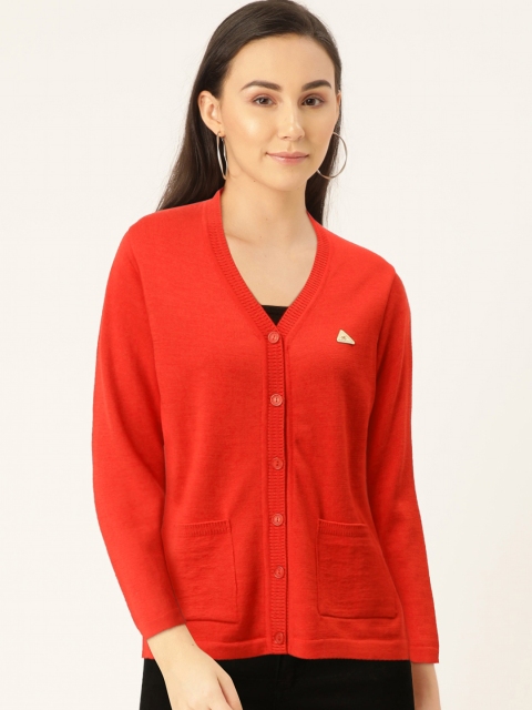 

Monte Carlo Women Red Solid Pure Wool Cardigan