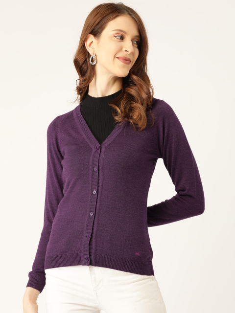 

Monte Carlo Women Purple Solid Cardigan Sweater
