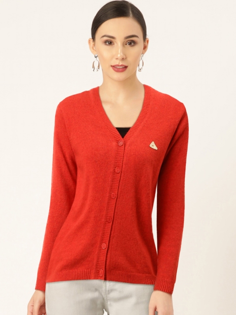 

Monte Carlo Women Red Solid Cardigan
