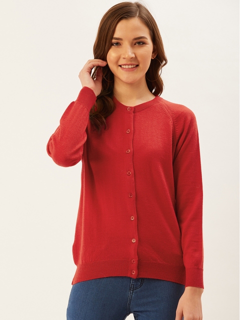 

Monte Carlo Women Red Solid Cardigan