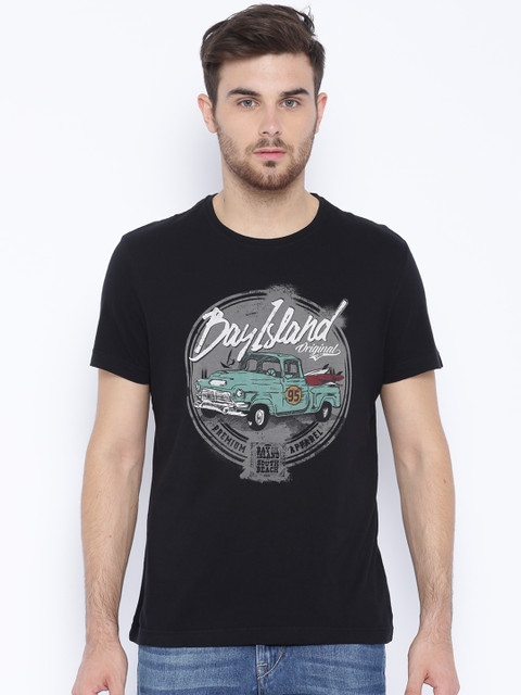 

BAY ISLAND Black Printed T-shirt