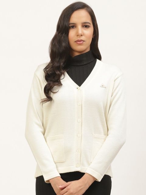 

Monte Carlo Women Cream-Coloured Solid Cardigan