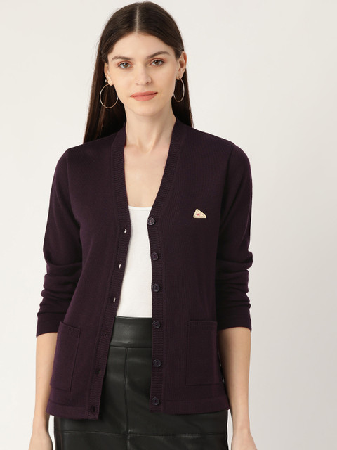 

Monte Carlo Women Purple Solid Cardigan