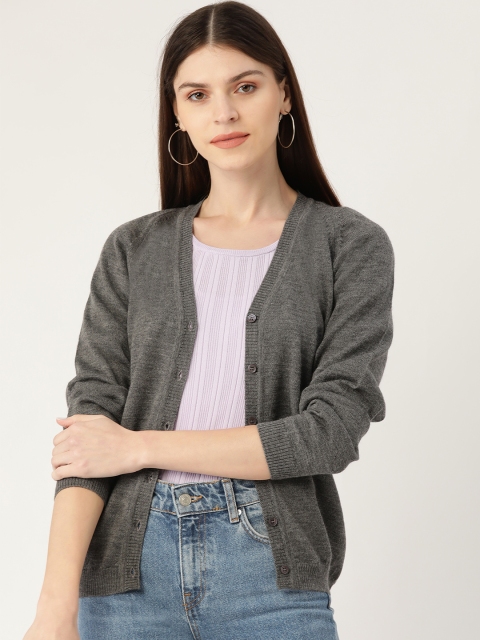 

Monte Carlo Women Charcoal Grey Solid Cardigan Sweater