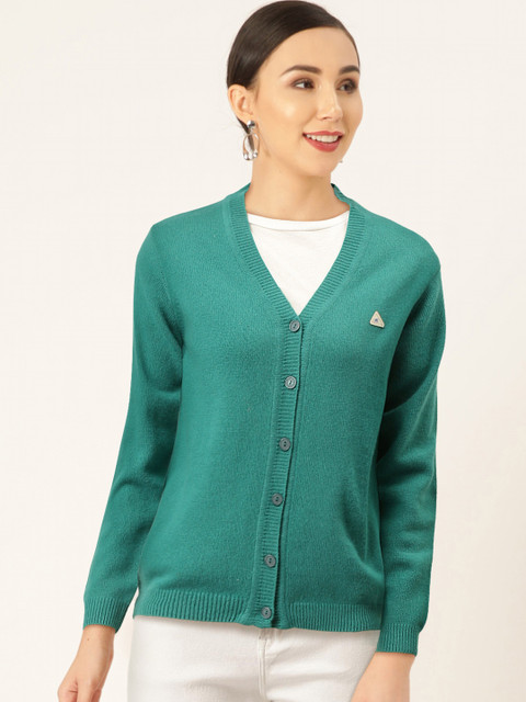 

Monte Carlo Women Teal Green Solid Cardigan