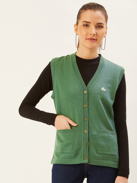 

Monte Carlo Women Green Solid Cardigan