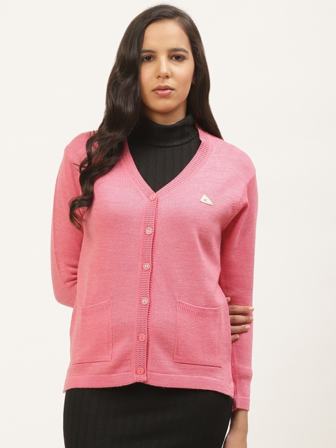 

Monte Carlo Women Pink Solid Woollen Cardigan