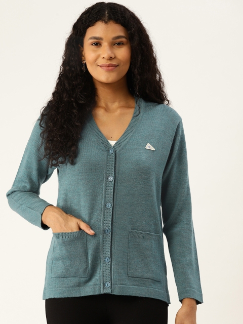 

Monte Carlo Women Blue Solid Cardigan Sweater