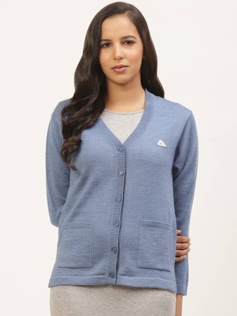 

Monte Carlo Women Blue Solid Woollen Cardigan
