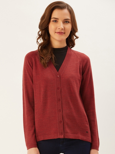 

Monte Carlo Women Rust Red Solid Cardigan