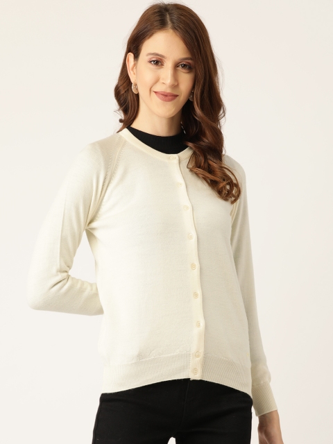 

Monte Carlo Women Off-White Solid Woollen Cardigan