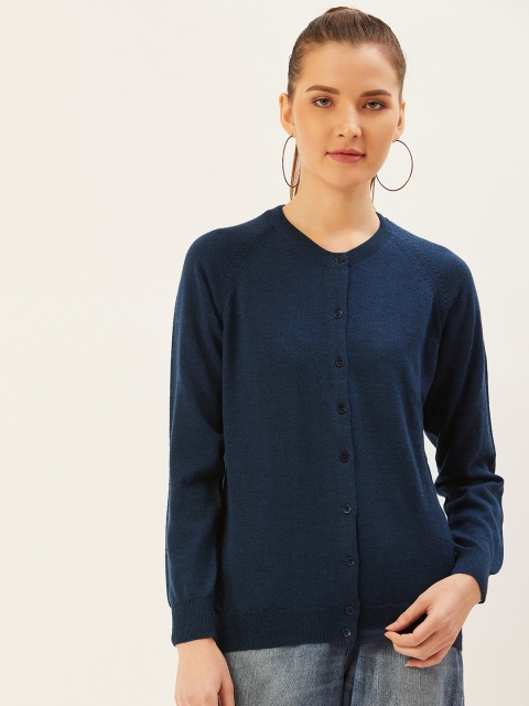 

Monte Carlo Women Teal Blue Solid Cardigan