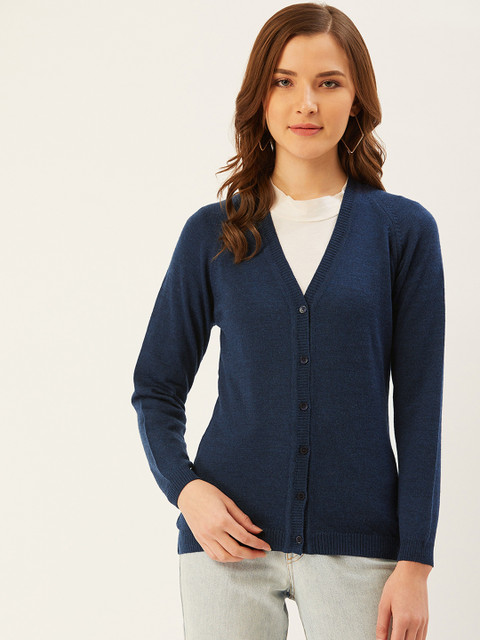 

Monte Carlo Women Navy Blue Solid Cardigan Sweater