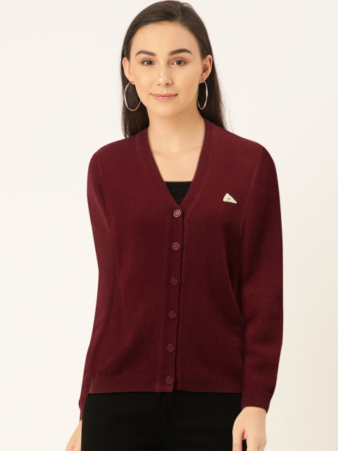 

Monte Carlo Women Maroon Solid Cardigan