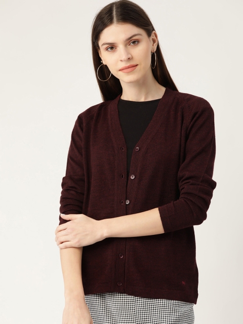 

Monte Carlo Women Burgundy Solid Cardigan