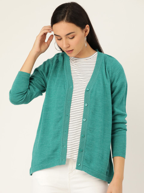 

Monte Carlo Women Green Solid Woollen Cardigan