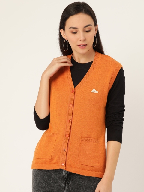 

Monte Carlo Women Rust Orange Solid Cardigan Sweater