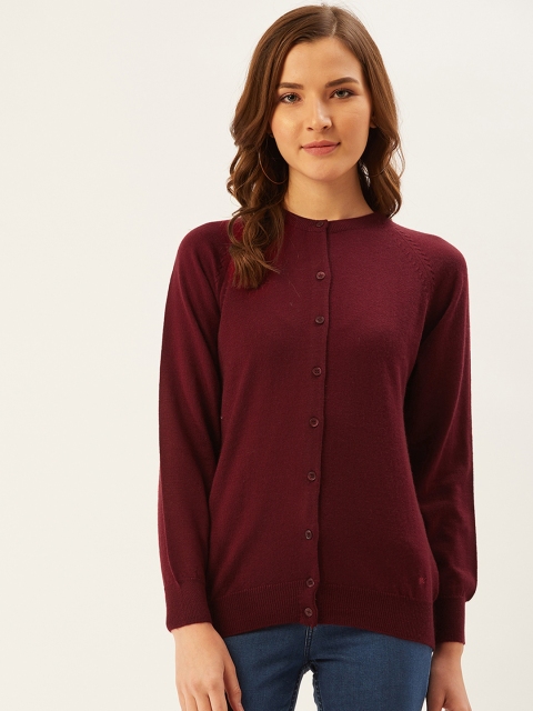 

Monte Carlo Women Maroon Solid Cardigan