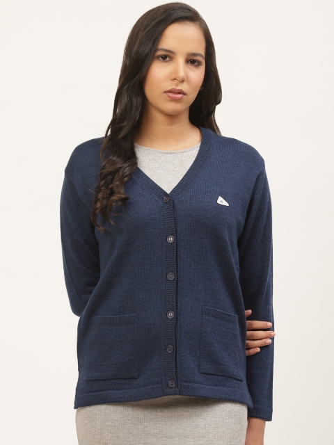 

Monte Carlo Women Navy Blue Solid Woollen Cardigan