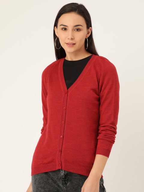 

Monte Carlo Women Red Solid Cardigan