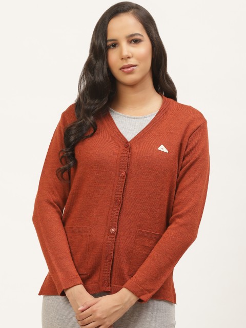 

Monte Carlo Women Rust Brown Solid Cardigan Sweater