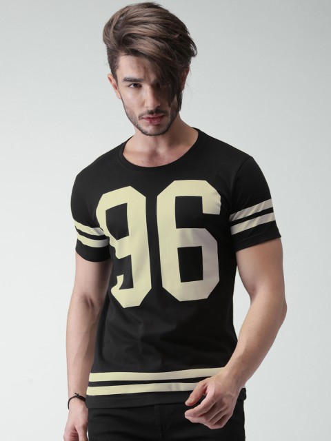 

Moda Rapido Black Printed T-shirt