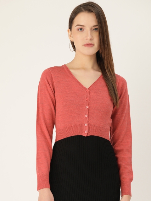 

Monte Carlo Women Orange Solid Woollen Cropped Cardigan