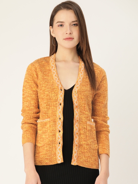 

Monte Carlo Women Orange Self Design Cardigan