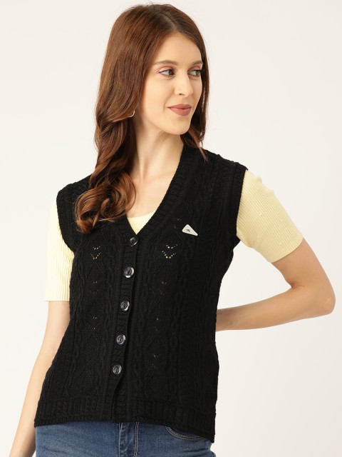 

Monte Carlo Women Black Cable Knit Patterned Cardigan