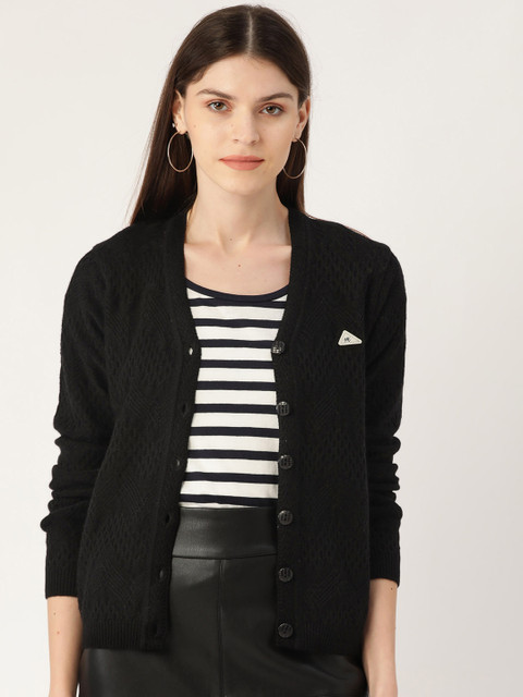 

Monte Carlo Women Black Self Design Cardigan
