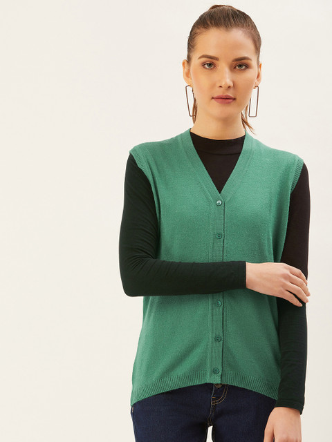 

Monte Carlo Women Green Solid Cardigan