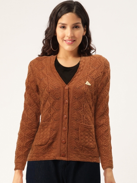

Monte Carlo Women Rust Brown Cable-Knit Cardigan Sweater