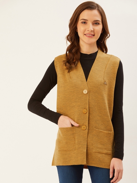 

Monte Carlo Women Mustard Yellow Woollen Solid Cardigan