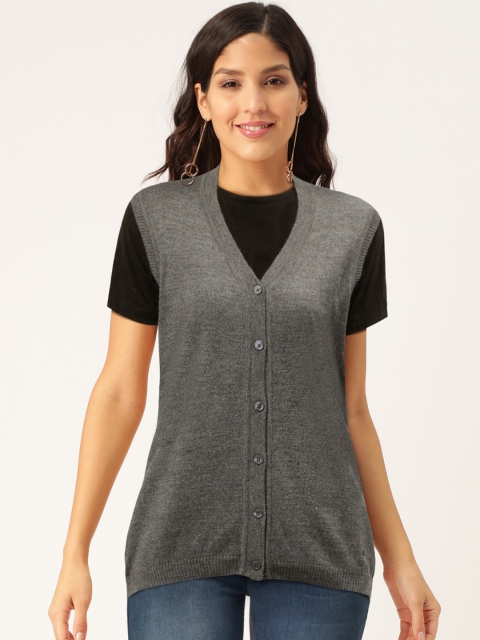 

Monte Carlo Women Charcoal Grey Solid Cardigan Sweater
