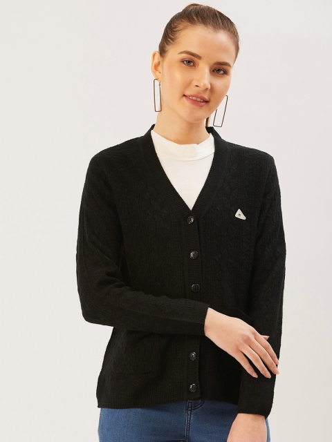 

Monte Carlo Women Black Self Design Cardigan
