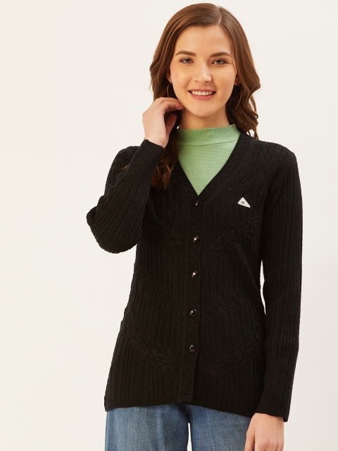 

Monte Carlo Women Black Self Design Cardigan