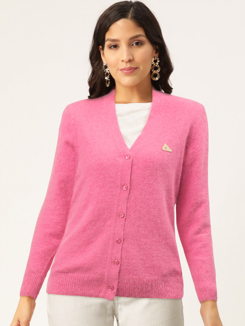 

Monte Carlo Women Pink Solid Cardigan Sweater