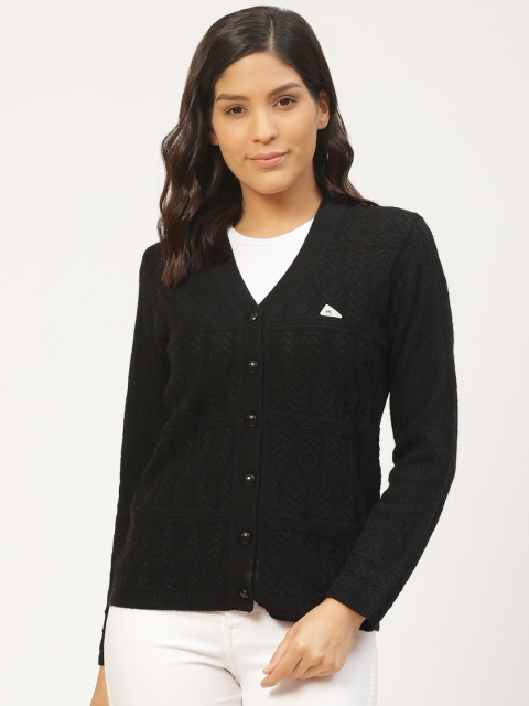 

Monte Carlo Women Black Self Design Cardigan