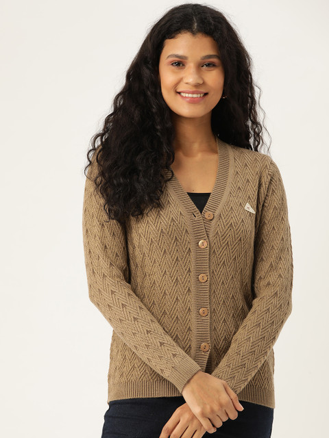 

Monte Carlo Women Brown Geometric Patterned Cardigan Sweater