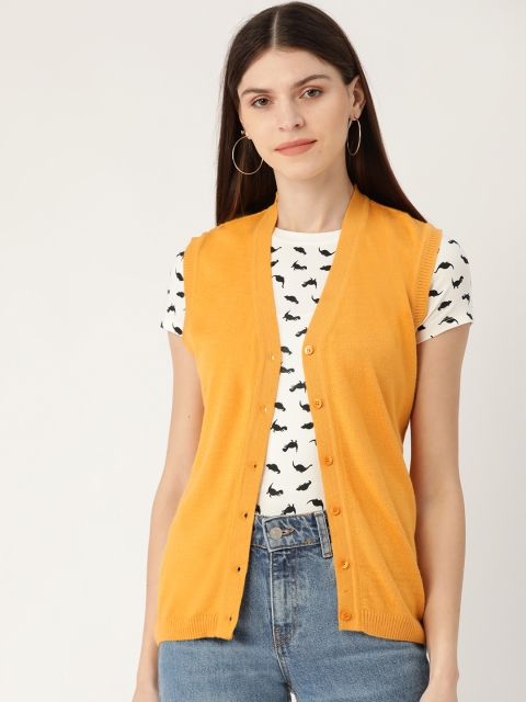 

Monte Carlo Women Mustard Yellow Solid Cardigan